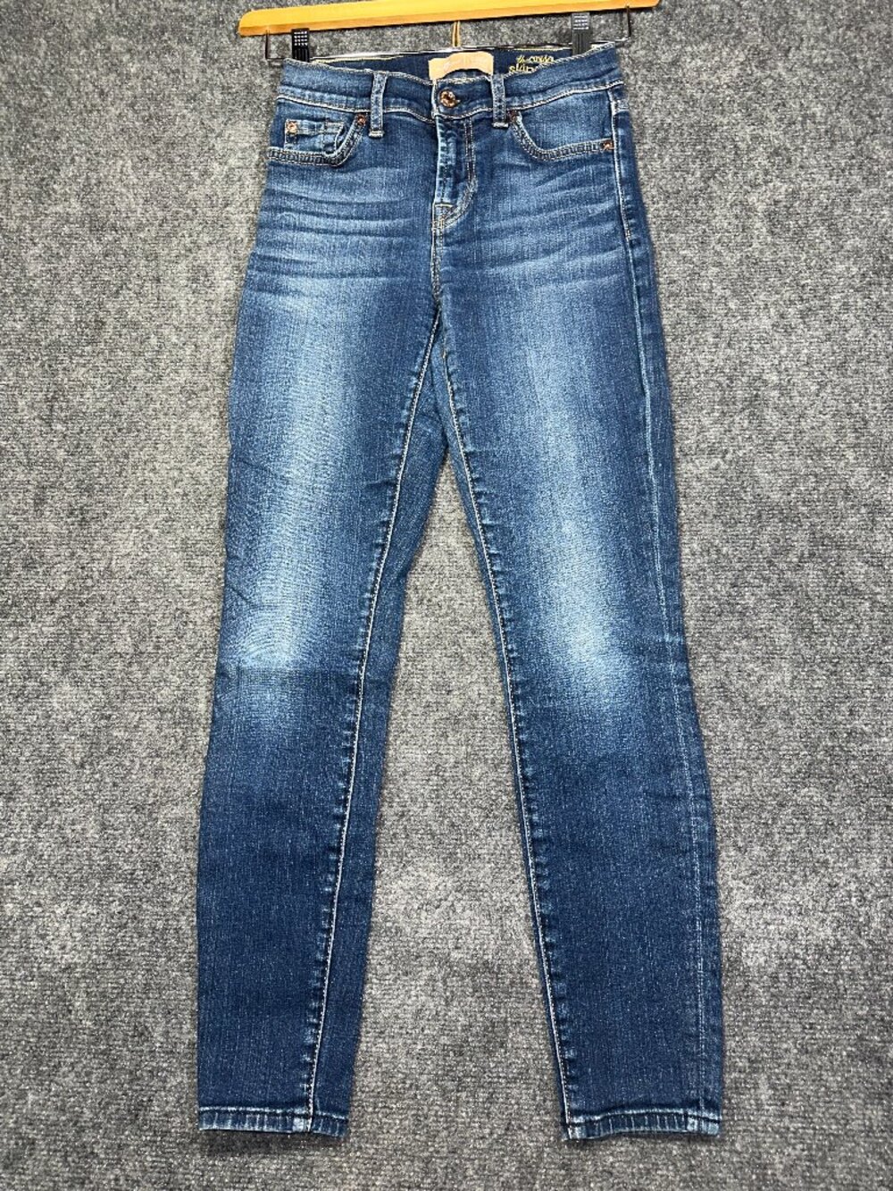 7 For All Mankind Jeans Womens 24 B(air) The Ankle Skinny Medium Wash Pockets